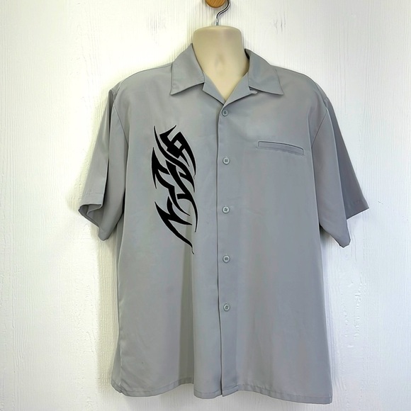 Dragonfly - Poker Shirt Rockabilly Flames Button Up Short Sleeve Shirt Size XL - Picture 1 of 8
